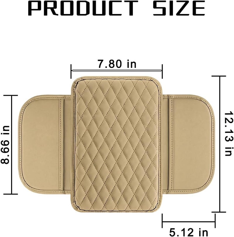 Mandark Car Center Console Cover, Microfiber Leather Vehicle Armrest Protector Cushion with 2 Storage Bags, Auto Interior Arm Rest Seat Box Pad Accessories, Universal for SUV, Sedan, Truck (Beige) - Image 2